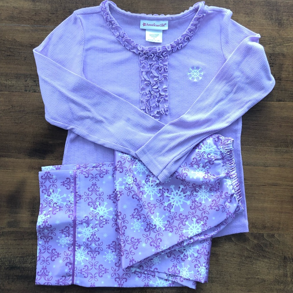 Authentic American Girl Doll and Me Purple Snowflake Pajamas Set